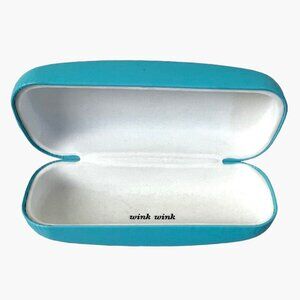 Kate Spade New York Hard Shell Eyeglasses Case Wink Wink Interior Teal Blue EUC